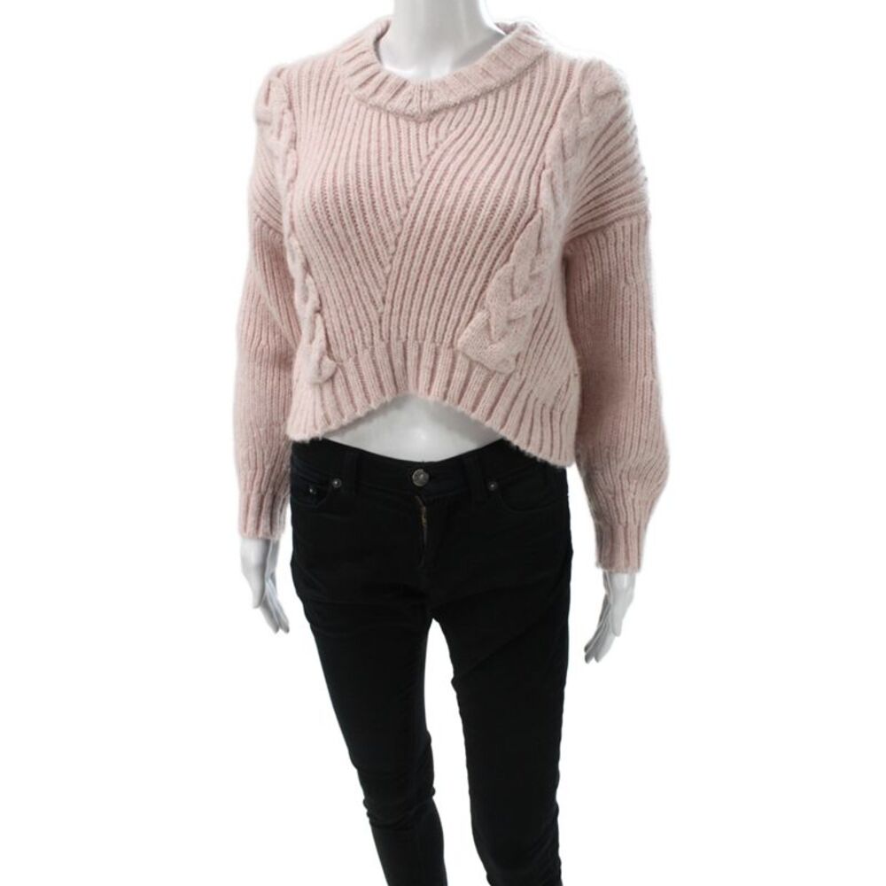 Alejandra Alonso Rojas Womens Pullover Pink Knit Crew Neck Long Sleeve Size XS